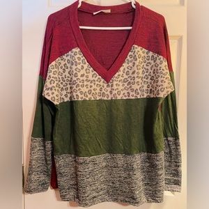 Haptics multi print v neck top